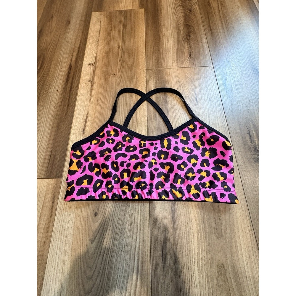 Goldsheep‎ Sports Bra Unpadded Small Pink Leopard Print Gym Yoga Workout